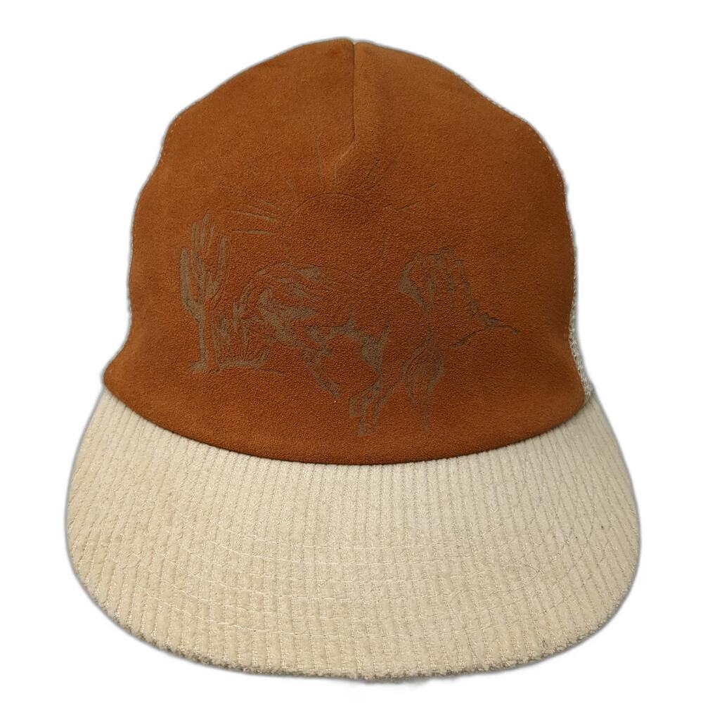 Understated Leather Trucker Hat Brown One Size Leather Mesh Snapback Desert Sun